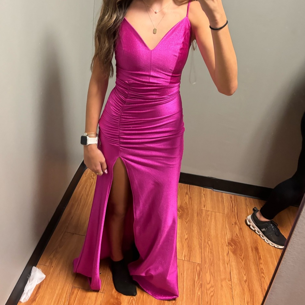 Pink Hoco Court/Formal Glittery Long Dress